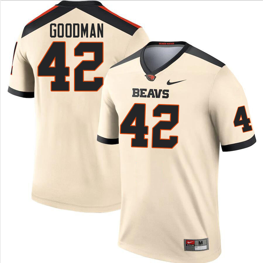 Men #42 Gyriece Goodman Oregon State Beavers College Football Jerseys Stitched-Cream